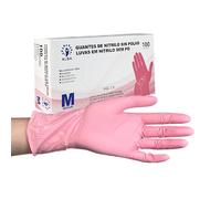 Guantes Desechables de Nitrilo 100 unidades | Sin Polvo, Sin Látex, Uso Médico y Profesional | Guantes Nitrilo Desechable Color Rosa Talla M