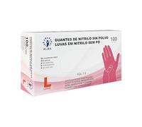 MUNTRADE Guantes Desechables de Nitrilo 100 unidades | Sin Polvo, Sin Látex, Uso Médico y Profesional | Guantes Nitrilo Desechable Color Rosa (L)