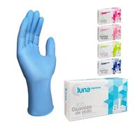 MUNTRADE Guantes Desechables de Vinilo, 100 unidades/caja, Sin Polvo, Guantes de Vinilo, Guantes Desechables (L, Azul)