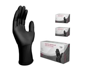 MUNTRADE Guantes Latex Talla M 100 unidades | Guantes Desechables Negros Sin Polvo