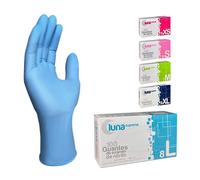 MUNTRADE Guantes Nitrilo Talla L 100 unidades | Guantes Desechables Azules Sin Polvo y Sin Látex
