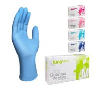 MUNTRADE Guantes Vinilo Talla M 100 unidades | Guantes Desechables Azules Sin Polvo y Sin Látex
