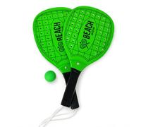 MUNTRADE Juego de 2 Palas de Playa de Madera con Pelota Incluida | Raquetas de Playa para Niños y Adultos | Set de 2 Palas Verdes Beach Tennis con Pelota | Ideal para Jugar al Aire Libre