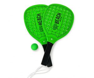 MUNTRADE Juego de 2 Palas de Playa de Madera con Pelota Incluida | Raquetas de Playa para Niños y Adultos | Set de 2 Palas Verdes Beach Tennis con Pelota | Ideal para Jugar al Aire Libre