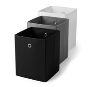 MUNTRADE Juego de Cajas Plegables Organizadoras - Cubos de Almacenamiento de Tela No Tejida, 30x30x45 cm, para Ropa, Juguetes y Accesorios - Colores Negro, Gris y Blanco (Pack 3 Unidades)