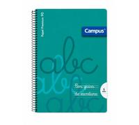MUNTRADE Libreta Espiral Campus Turquesa con Guías de Escritura | Papel Premium 90 g/m² | Pauta de 5 mm| Cuaderno Escolar para Caligrafía | 1 Unidad