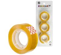 MUNTRADE Pack de 3 Cintas Adhesivas Transparentes 18 mm x 27 m | 3 Rollos Fiso Transparentes para Hogar, Oficina, Escuela…