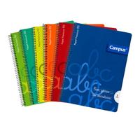 MUNTRADE Pack de 6 Libretas Espiral Campus Multicolor con Guías de Escritura | Roja, Azul, Amarilla, Verde, Turquesa y Naranja | Papel 90 g/m² | Pauta de 5 mm