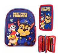 MUNTRADE Pack Patrulla Canina: Mochila Infantil + Estuche 2 Compartimentos | Diseño coordinado | Tirantes ajustables | Útiles organizados | Ideal para colegio, excursiones y actividades diarias