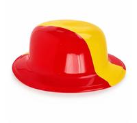 MUNTRADE Sombrero Bombín de España de Plástico 26 x 23 cm | Gorro Rojo y Amarillo para Animación | Accesorio para Partidos Fiestas Disfraces Peñas y Eventos Deportivos
