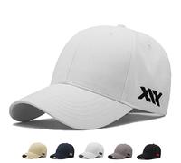 MUNULA Gorra de béisbol de Gran tamaño XXL, Sombreros de Cabeza Grande para Hombres, Sombreros Bordados Grandes, Sombrero de papá Ajustable de 23.6 a 26.8 Pulgadas, Blanco, XXL/3XL