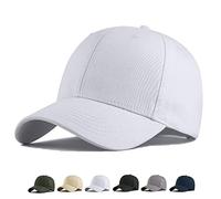 MUNULA - Gorra de béisbol de tamaño Grande XXL para Cabeza Grande para Hombre, Gorra Ajustable de 60 a 68 cm, Blanco, XXL/3XL