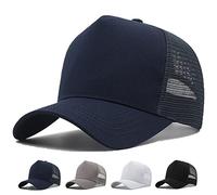 MUNULA Gorra de camionero de malla XXL de gran tamaño para hombre, gorra de béisbol de corona alta, transpirable, ajustable de 23.6 a 25.6 pulgadas, Azul, XXL/3XL