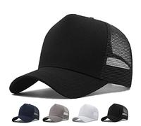 MUNULA Gorra de camionero de malla XXL de gran tamaño para hombre, gorra de béisbol de corona alta, transpirable, ajustable de 23.6 a 25.6 pulgadas, Negro -, XXL/3XL