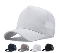 MUNULA Gorra de camionero de malla XXL de gran tamaño para hombre, gorra de béisbol de corona alta, transpirable, ajustable de 23.6 a 25.6 pulgadas, Blanco, XXL/3XL