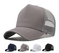 MUNULA Gorra de camionero de malla XXL de gran tamaño para hombre, gorra de béisbol de corona alta, transpirable, ajustable de 23.6 a 25.6 pulgadas, Gris, XXL/3XL