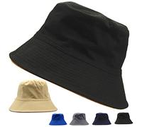 MUNULA Sombreros de pescador extragrandes XXL para hombre, cabeza grande, de algodón, reversible, unisex, sombrero de pesca de 23.6 a 25.6 pulgadas, para exteriores, Negro/Caqui, XXL/3XL