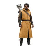 Munweiyu Abrigo medieval con capucha para hombre, renacentista, sin mangas, túnica, capa de vikingo, disfraz de asesino, cosplay, abrigo de bruja con capucha, chaleco de carnaval, disfraz de Holloween