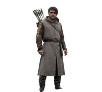 Munweiyu Abrigo medieval con capucha para hombre, renacentista, sin mangas, túnica, capa de vikingo, disfraz de asesino, cosplay, abrigo de bruja con capucha, chaleco de carnaval, disfraz de Holloween