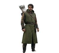 Munweiyu Abrigo medieval con capucha para hombre, renacentista, sin mangas, túnica, capa de vikingo, disfraz de asesino, cosplay, abrigo de bruja con capucha, chaleco de carnaval, disfraz de Holloween