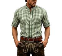 Munweiyu Camisa tradicional para hombre, Oktoberfest, camisa a cuadros, traje regional, camisa tradicional tradicional, camisa de manga larga, a cuadros, camisa para el tiempo libre, festival de