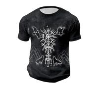 Munweiyu Camiseta nórdica de Vikings para hombre, corte ajustado, camiseta para hombre del norte, guerrero, camiseta de lobos, gofres de Odins, cuervos, tees, camiseta de mitología, camiseta clásica