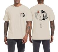 Munweiyu Camiseta para hombre de estilo chino, camiseta clásica básica, cuello redondo, sudadera clásica, camiseta deportiva estampada, sudaderas vintage, unisex, beige, XL