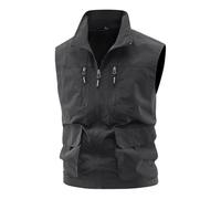 Munweiyu Chaleco de trabajo para hombre, chaleco ligero para exteriores, chaleco de pesca con muchos bolsillos, transpirable, chaleco deportivo, chaleco de ocio, chaleco multifunción, chaqueta de