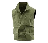 Munweiyu Chaleco de trabajo para hombre, chaleco ligero para exteriores, chaleco de pesca con muchos bolsillos, transpirable, chaleco deportivo, chaleco de ocio, chaleco multifunción, chaqueta de