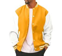 Munweiyu Chaqueta Varsity para hombre, chaqueta de béisbol con bolsillos, chaqueta bomber, chaqueta universitaria, chaqueta deportiva Y2K, chaqueta deportiva urbana, cuello alto, otoño, primavera
