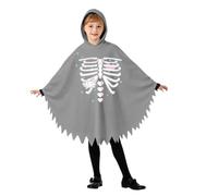 Munweiyu Disfraz de Halloween para niños, capa con capucha, capa de calavera, poncho con capucha, poncho con capucha, bonito estampado de esqueleto, poncho, disfraz de cosplay