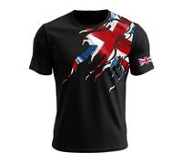 Munweiyu Gym Tshirt Herren British Flagge T Shirts Patriotischer Stil T Shirt England Nationalfeiertag Sweatshirt Kurzärmig Sommershirt Lockeres Unisex Top Sommer Tees Tops, Negro , 3XL