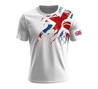 Munweiyu Gym Tshirt Herren British Flagge T Shirts Patriotischer Stil T Shirt England Nationalfeiertag Sweatshirt Kurzärmig Sommershirt Lockeres Unisex Top Sommer Tees Tops, Blanco, XXL