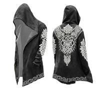 Munweiyu Mito nórdico Chaquetas Hombre Capa con capucha Chaqueta con Capucha Capa con Capucha Impreso 3D Abrigo Cool Chaqueta Biker Chaqueta Primavera Verano Sudadera Regalo Medieval, 02 gris, XXL