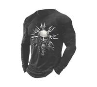 Munweiyu Odin - Camiseta básica de manga larga para hombre, diseño de Vikings Valhalla, para fans del norte Keltic, gris, XL