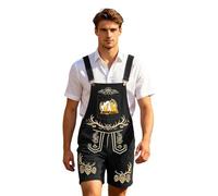 Munweiyu Oktoberfest Trachtenhose Herren Petzhose Overall kurze Arbeitshose Loose Fit Jumpsuit mit Taschen Bayrische Tracht Outfits Tracht Peto mit Träger, A1 negro., 3XL