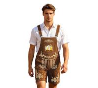 Munweiyu Oktoberfest Trachtenhose Herren Petzhose Overall kurze Arbeitshose Loose Fit Jumpsuit mit Taschen Bayrische Tracht Outfits Tracht Peto mit Träger, A1 Marrón, M