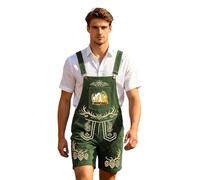 Munweiyu Oktoberfest Trachtenhose Herren Petzhose Overall kurze Arbeitshose Loose Fit Jumpsuit mit Taschen Bayrische Tracht Outfits Tracht Peto mit Träger, A1 verde oscuro, M