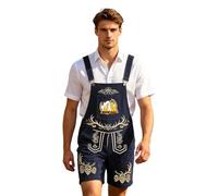 Munweiyu Oktoberfest Trachtenhose Herren Petzhose Overall kurze Arbeitshose Loose Fit Jumpsuit mit Taschen Bayrische Tracht Outfits Tracht Peto mit Träger, A1 Azul Marino, XS