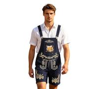 Munweiyu Oktoberfest Trachtenhose Herren Petzhose Overall kurze Arbeitshose Loose Fit Jumpsuit mit Taschen Bayrische Tracht Outfits Tracht Peto mit Träger, A2 Azul Marino, XS