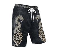 Munweiyu Pantalones cortos holgados para hombre, pantalones cortos de Vikings Valhalla, pantalones cortos de runas, pantalones de baño, pantalones cortos de baño, pantalones cortos berserker