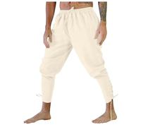 Munweiyu Pantalones medievales para hombre, de lino, con disfraz de pirata, estilo victoriano, gótico, steampunk, pantalones deportivos, clásicos, retro, de tela, pantalones de ocio, para disfraz de