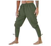 Munweiyu Pantalones medievales para hombre, de lino, con disfraz de pirata, estilo victoriano, gótico, steampunk, pantalones deportivos, clásicos, retro, de tela, pantalones de ocio, para disfraz de