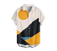 Munweiyu Patchwork Hawaii Hemden Herren Bowling hemden Kurzarm 3D Digital Druck Hemden Kurzarm Freizeit Hemden Sommer Hawaiihemd Strandhemd Button Down Business Freizeithemden, naranja, 5XL