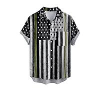 Munweiyu Patchwork Hawaii Hemden Herren Bowling hemden Kurzarm 3D Digital Druck Hemden Kurzarm Freizeit Hemden Sommer Hawaiihemd Strandhemd Button Down Business Freizeithemden, Verde militar., S
