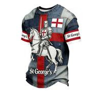 Munweiyu Saint George's Tshirts Herren England Cross T Shirt National Flagge Tshirt St George Day T Shirts Patriotisch Tees Tops England Flagge Print Tee Shirts English Pride Tee, azul, M