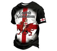 Munweiyu St George Running Shirts Herren St Georges Day Tshirt England T Shirt mit Englischer Flagge und Templariter T Shirts Saint George Tees Tops Patriotische Grafik Tee UK, 01 negro, XXL