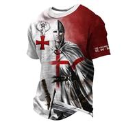 Munweiyu St George T Shirt Herren Sport Tshirt Waffel St Georges Day T Shirts England Tees Tops mit Englischer Flagge und Templter Tee Shirt Saint George Patriotische Sweatshirt Grafik, Blanco, S