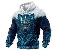 Munweiyu Sudaderas con capucha para hombre Vikings Tattoo Hoody Nordic Mitología Sudadera con Capucha Impresión 3D Sudadera con Capucha Disfraz con Capucha Camiseta con Capucha Impresión 3D Sudadera