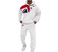 Munweiyu Traje de ocio británico europeo para hombre, conjunto de 2 piezas, sudadera con capucha, pantalones de Inglaterra, traje deportivo de la bandera del Reino Unido, chándal holgado Y2K